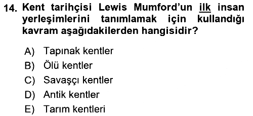 Kent Sosyolojisi 2021-2022 Ara Sınav - 14. soru