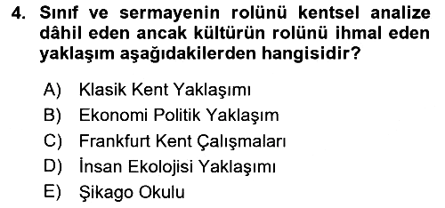 Kent Sosyolojisi 2023-2024 Ara Sınav - 4. soru