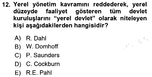 Kent Sosyolojisi 2023-2024 Ara Sınav - 12. soru