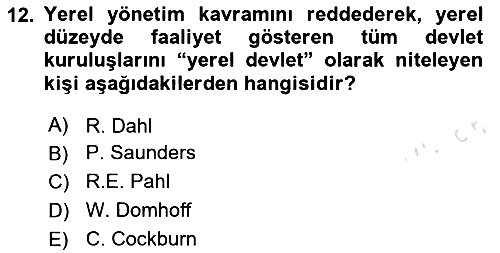 Kent Sosyolojisi 2024-2025 Ara Sınav - 12. soru