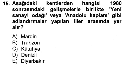Kent Sosyolojisi 2012-2013 Dönem Sonu Sınavı - 15. soru