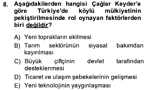 Kent Sosyolojisi 2013-2014 Dönem Sonu Sınavı - 8. soru