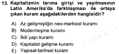 Kent Sosyolojisi 2015-2016 Dönem Sonu Sınavı - 13. soru