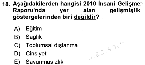 Kent Sosyolojisi 2015-2016 Dönem Sonu Sınavı - 18. soru