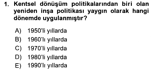Kent Sosyolojisi 2016-2017 Dönem Sonu Sınavı - 1. soru