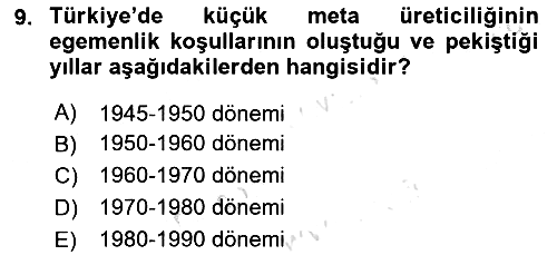 Kent Sosyolojisi 2025-2026 Dönem Sonu Sınavı - 9. soru