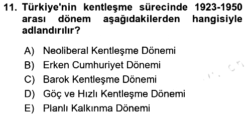Kent Sosyolojisi 2025-2026 Dönem Sonu Sınavı - 11. soru