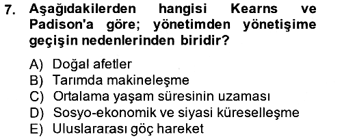 Kent Sosyolojisi 2013-2014 Tek Ders Sınavı - 7. soru