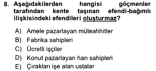 Kent Sosyolojisi 2015-2016 Tek Ders Sınavı - 8. soru