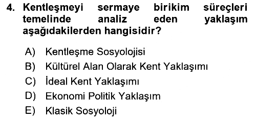 Kent Sosyolojisi 2020-2021 Yaz Okulu Sınavı - 4. soru