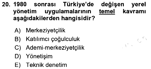 Kent Sosyolojisi 2020-2021 Yaz Okulu Sınavı - 20. soru