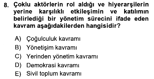 Kent Sosyolojisi 2022-2023 Yaz Okulu Sınavı - 8. soru