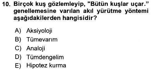Klasik Mantık 2017-2018 3 Ders Sınavı - 10. soru