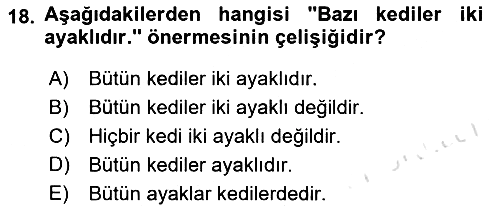 Klasik Mantık 2021-2022 Ara Sınav - 18. soru