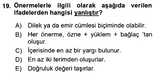 Klasik Mantık 2024-2025 Ara Sınav - 19. soru