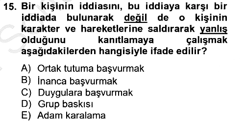 Klasik Mantık 2014-2015 Dönem Sonu Sınavı - 15. soru