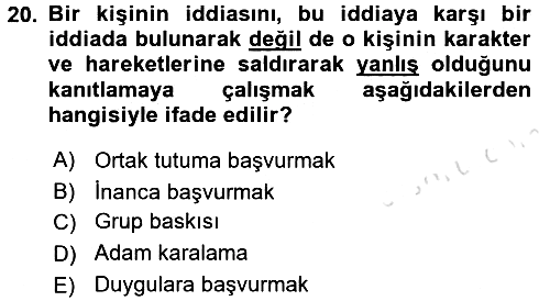 Klasik Mantık 2015-2016 Dönem Sonu Sınavı - 20. soru