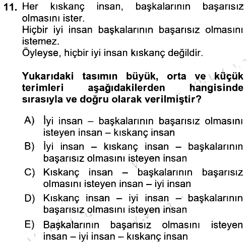 Klasik Mantık 2016-2017 Dönem Sonu Sınavı - 11. soru