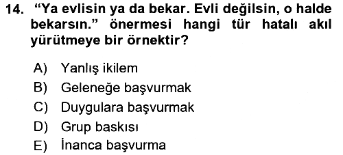Klasik Mantık 2016-2017 Dönem Sonu Sınavı - 14. soru