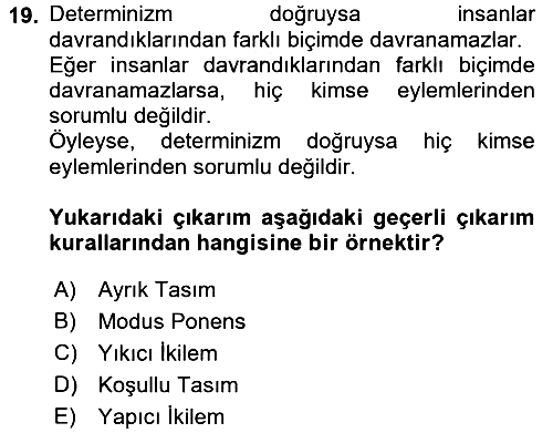Klasik Mantık 2017-2018 Dönem Sonu Sınavı - 19. soru