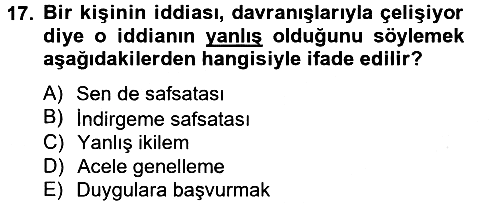 Klasik Mantık 2014-2015 Tek Ders Sınavı - 17. soru