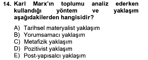 Klasik Sosyoloji Tarihi 2014-2015 Ara Sınav - 14. soru