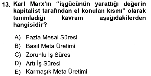 Klasik Sosyoloji Tarihi 2018-2019 Ara Sınav - 13. soru