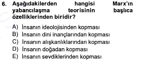 Klasik Sosyoloji Tarihi 2012-2013 Dönem Sonu Sınavı - 6. soru