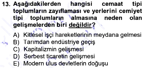 Klasik Sosyoloji Tarihi 2012-2013 Dönem Sonu Sınavı - 13. soru