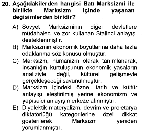 Klasik Sosyoloji Tarihi 2012-2013 Dönem Sonu Sınavı - 20. soru