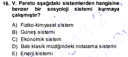 Klasik Sosyoloji Tarihi 2013-2014 Dönem Sonu Sınavı - 16. soru