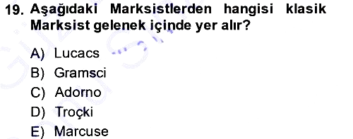 Klasik Sosyoloji Tarihi 2013-2014 Dönem Sonu Sınavı - 19. soru