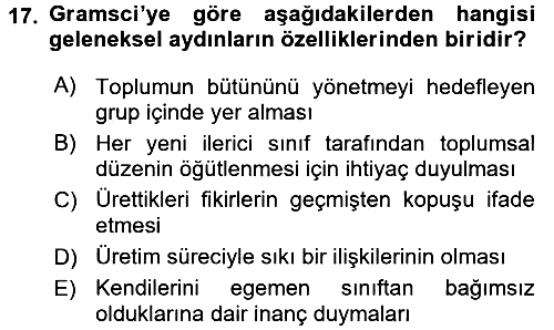 Klasik Sosyoloji Tarihi 2015-2016 Dönem Sonu Sınavı - 17. soru