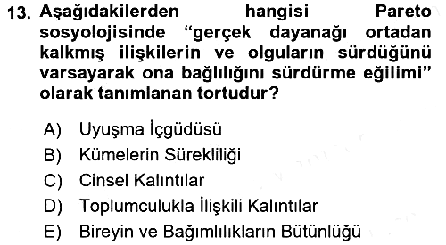 Klasik Sosyoloji Tarihi 2017-2018 Dönem Sonu Sınavı - 13. soru