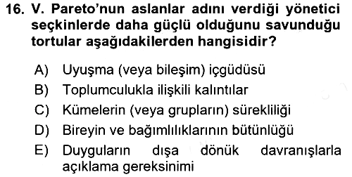 Klasik Sosyoloji Tarihi 2018-2019 Dönem Sonu Sınavı - 16. soru