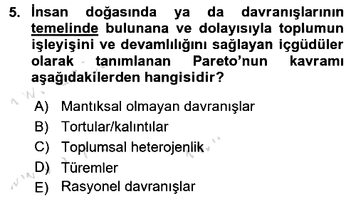 Klasik Sosyoloji Tarihi 2021-2022 Dönem Sonu Sınavı - 5. soru