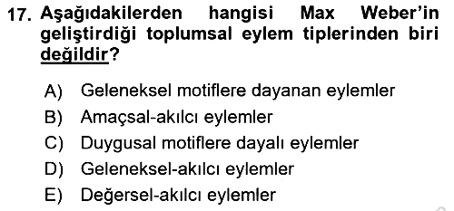 Klasik Sosyoloji Tarihi 2023-2024 Dönem Sonu Sınavı - 17. soru