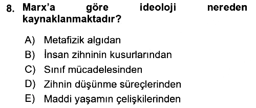 Klasik Sosyoloji Tarihi 2020-2021 Yaz Okulu Sınavı - 8. soru