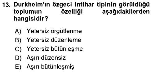 Klasik Sosyoloji Tarihi 2022-2023 Yaz Okulu Sınavı - 13. soru