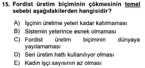 Kültür Sosyolojisi 2018-2019 3 Ders Sınavı - 15. soru