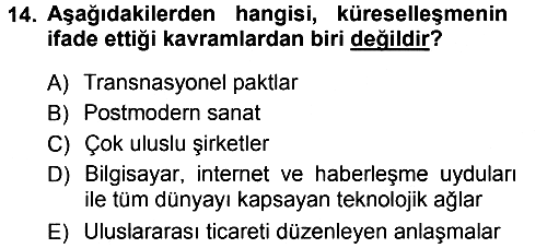 Kültür Sosyolojisi 2012-2013 Ara Sınav - 14. soru