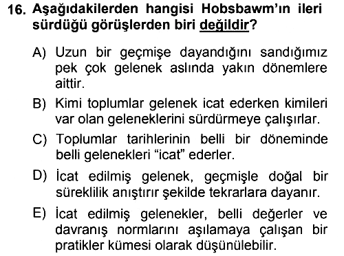 Kültür Sosyolojisi 2012-2013 Ara Sınav - 16. soru