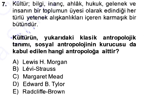Kültür Sosyolojisi 2013-2014 Ara Sınav - 7. soru