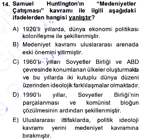 Kültür Sosyolojisi 2013-2014 Ara Sınav - 14. soru