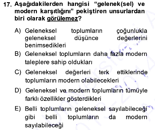 Kültür Sosyolojisi 2013-2014 Ara Sınav - 17. soru