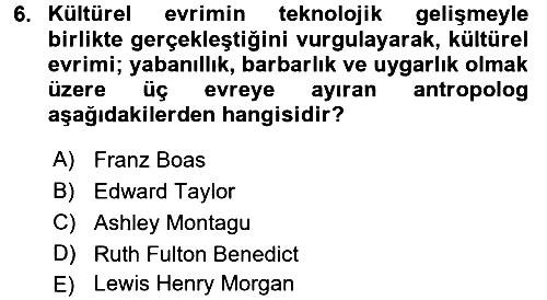 Kültür Sosyolojisi 2016-2017 Ara Sınav - 6. soru