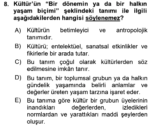 Kültür Sosyolojisi 2016-2017 Ara Sınav - 8. soru