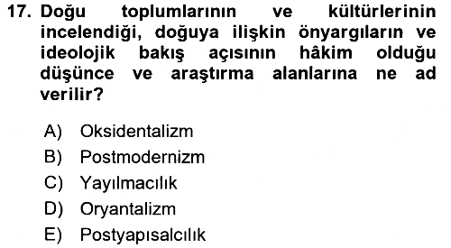 Kültür Sosyolojisi 2016-2017 Ara Sınav - 17. soru