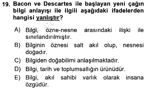 Kültür Sosyolojisi 2016-2017 Ara Sınav - 19. soru