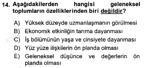 Kültür Sosyolojisi 2021-2022 Ara Sınav - 14. soru